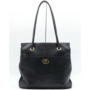 Vintage BURBERRY Tote Bag Leather Black Authentic